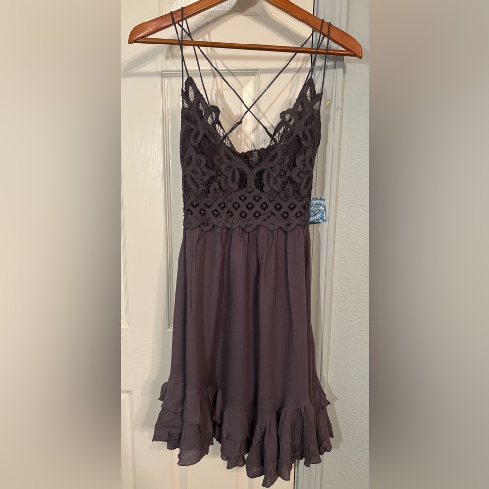Free People NWT lacey v-neck purple midi dress.